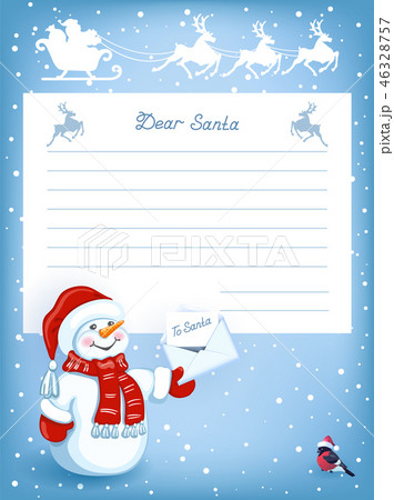 Letter to Santa Claus with cartoon funny Snowman 46328757