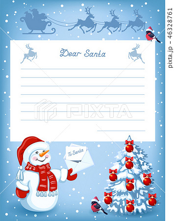 Letter to Santa Claus and funny Snowman 46328761