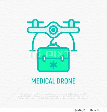 Mediine drone delivery thin line icon Mediine drone delivery thin line icon 46328898