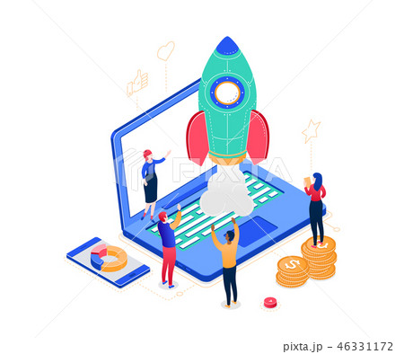 Startup company - modern colorful isometric vector illustration Startup company - modern colorful isometric vector illustration 46331172