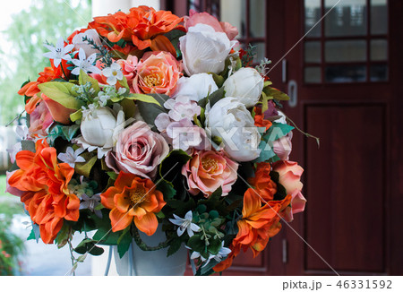 Bouquet of flowers made from plastic. 46331592