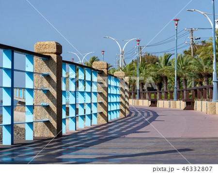 Outdoor riverfront walkway. 46332807