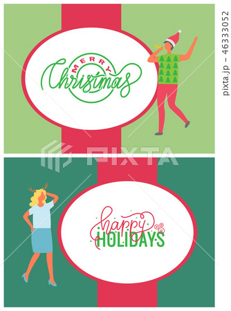 Happy Holidays, Merry Christmas Greeting Cards Set 46333052