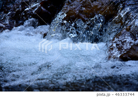 Water surface with ripples and sunrays reflections 46333744