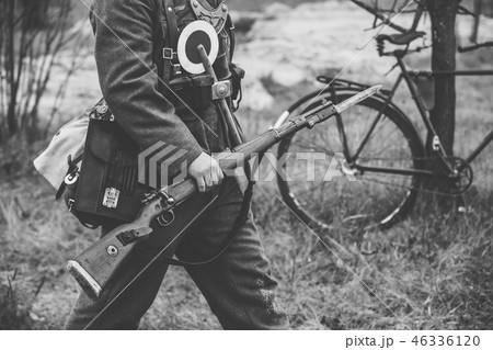 Re-enactor Dressed As World War II German Soldier Feldgendarm Ho 46336120