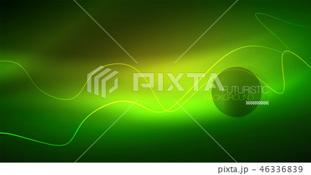 Abstract shiny glowinng color wave design element on dark background - science or technology concept Abstract shiny glowinng color wave design element on dark background - science or technology concept 46336839