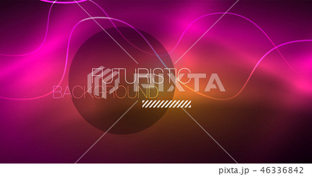Abstract shiny glowinng color wave design element on dark background - science or technology concept Abstract shiny glowinng color wave design element on dark background - science or technology concept 46336842