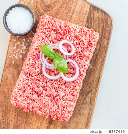 Minced meat from pork and beef. Ground meat 46337416