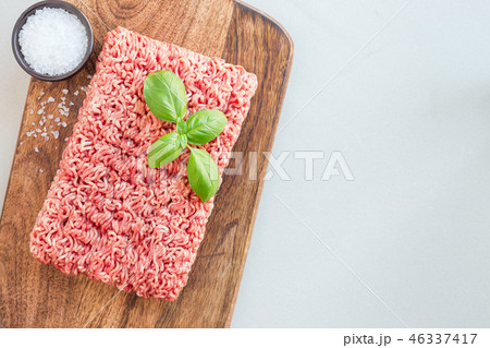 Minced meat from pork and beef. Ground meat 46337417