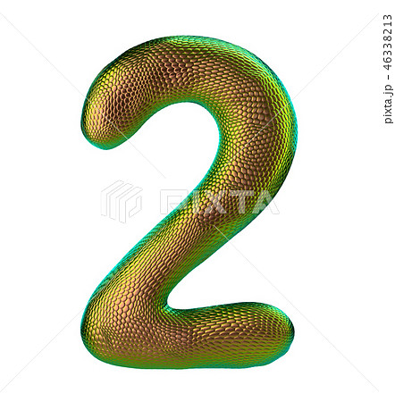Number 2 two made of natural gold snake skin texture isolated on white Number 2 two made of natural gold snake skin texture isolated on white 46338213