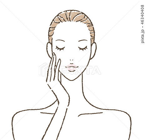 目を閉じる女性 スキンケアのイラスト素材