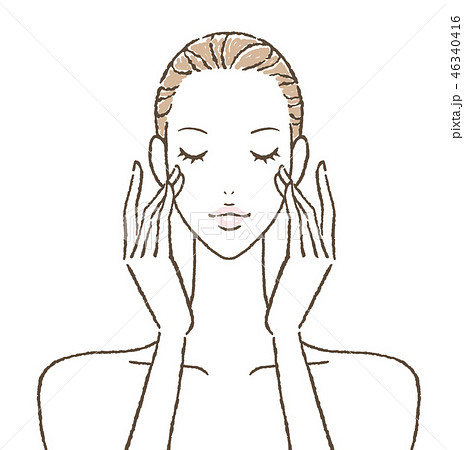 目を閉じる女性 スキンケアのイラスト素材