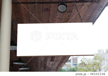Large blank billboard on a street wall, 46342546