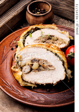 Meat, baked in puff pastry Meat, baked in puff pastry 46345773