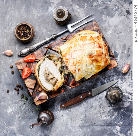 Meat, baked in puff pastry 46345774