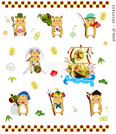 宝船と七福神 46345833