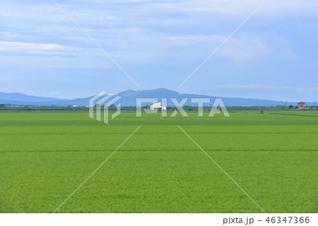 奥羽本線車両から潟上市付近の風景 46347366