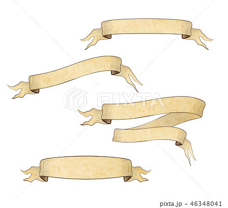 Set of different old engraved paper tapes with texture with place for text on white Set of different old engraved paper tapes with texture with place for text on white 46348041