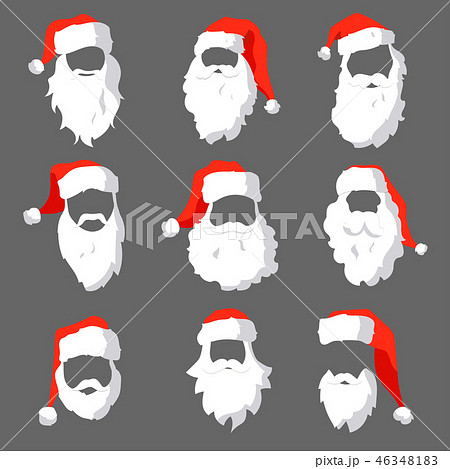 Different Santa Hats Moustache And Beards のイラスト素材