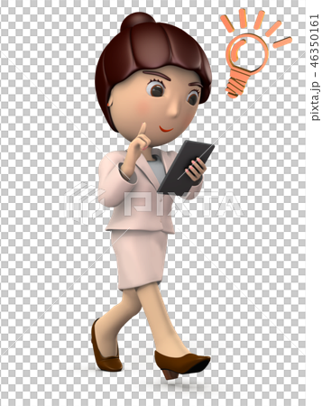 一個年輕的女人,聰明地走路時提出了想法 一個年輕的女人,聰明地走路時提出了想法 46350161