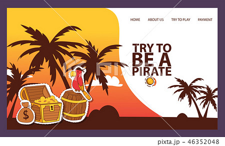 Pirates adventure hunt for lost treasure banner vector illustration. Try to be a pirate. Treasure 46352048