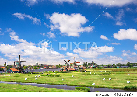 windmill at Zaanse Schans, Amsterdam, Netherlands windmill at Zaanse Schans, Amsterdam, Netherlands 46353337