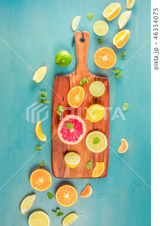 citrus pattern on blue 46354075