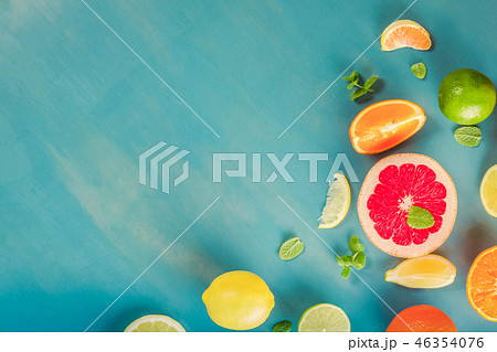citrus pattern on blue 46354076