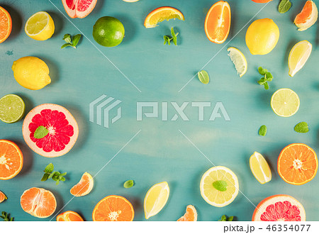 citrus pattern on blue 46354077