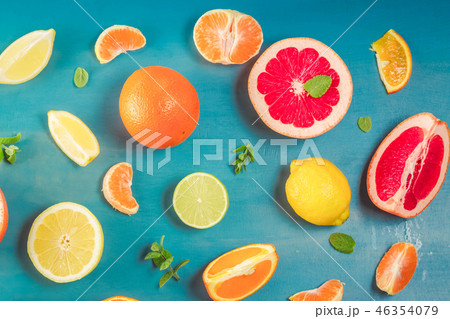 citrus pattern on blue 46354079