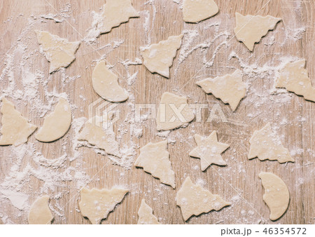 raw christmas cookies closeup on table 46354572