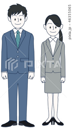直立の若い男性と女性ビジネスマン 46355065