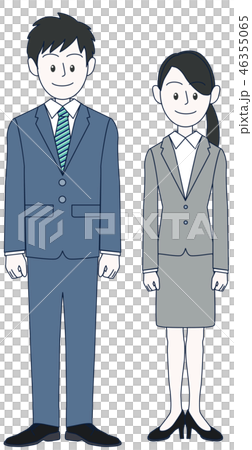 直立の若い男性と女性ビジネスマン 46355065