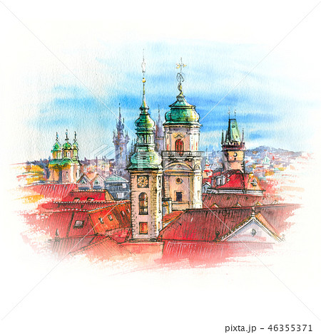 Watercolor Prague, Czech Republic 46355371