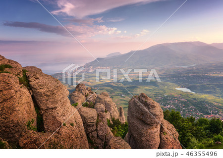 View of the valley in the mountains 46355496