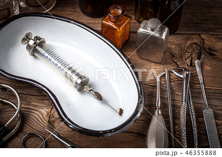 Old medical instruments. Old medical instruments. 46355888