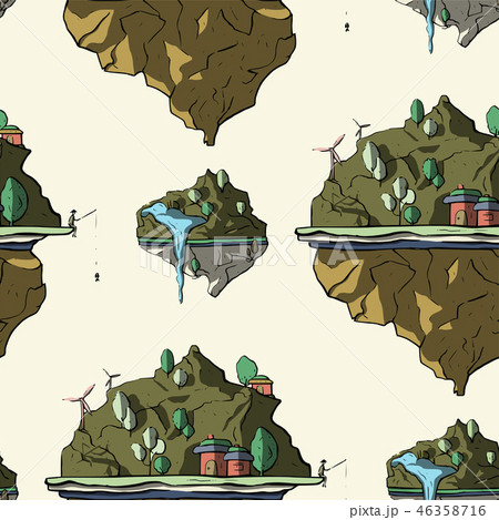 Floating island, 3d, vector. Floating island, 3d, vector. 46358716