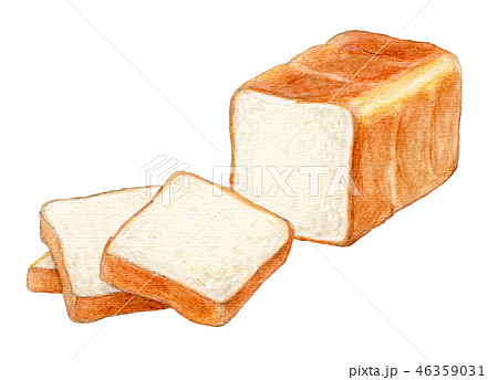 パン 食パン 手描き 水彩のイラスト素材