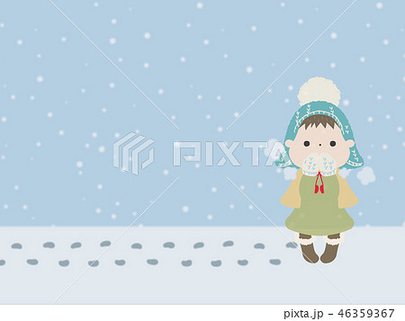 雪の中の少女のイラスト素材