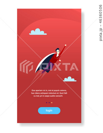 businessman flying wear hero cape success business concept flat vertical copy space 46360506