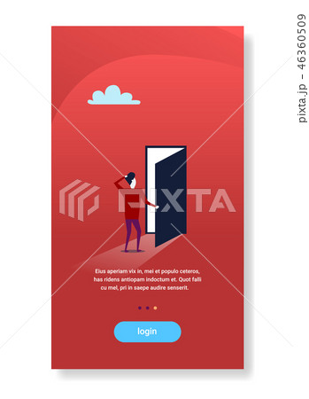 businessman standing open door new opportunity future concept flat vertical copy space 46360509