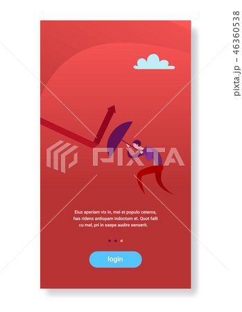 businessman hold umbrella rise arrow up crisis protection concept flat vertical copy space businessman hold umbrella rise arrow up crisis protection concept flat vertical copy space 46360538