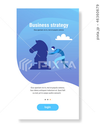 businessman pushing chess figure brainstorming planning process business strategy concept flat 46360679