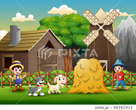 Farming activities on farms with animals 46362913