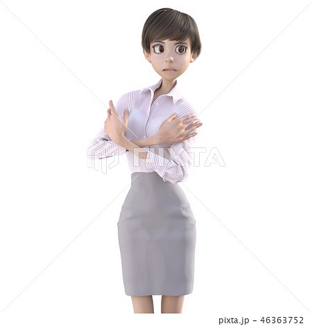 ポーズするビジネスウェアの女性　perming3DCGイラスト素材 46363752