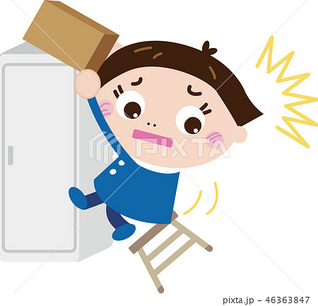 脚立から落ちる 女の子２のイラスト素材