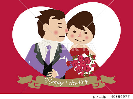 ウェディングカードのバリエーション ウェディングカードの素材 花嫁と花婿のイラスト 結婚式ののイラスト素材