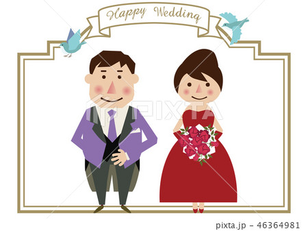 ウェディングカードのバリエーション ウェディングカードの素材 花嫁と花婿のイラスト 結婚式ののイラスト素材
