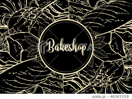 Vector illustration of bakeshop horizontal banner or menu cover with fresh bakery products. 46365359