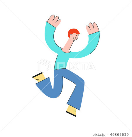 Vector illustration of smiling man jumping with happiness. Vector illustration of smiling man jumping with happiness. 46365639